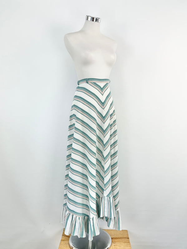 Zimmermann White Striped Cotton Maxi Skirt - AU6/8