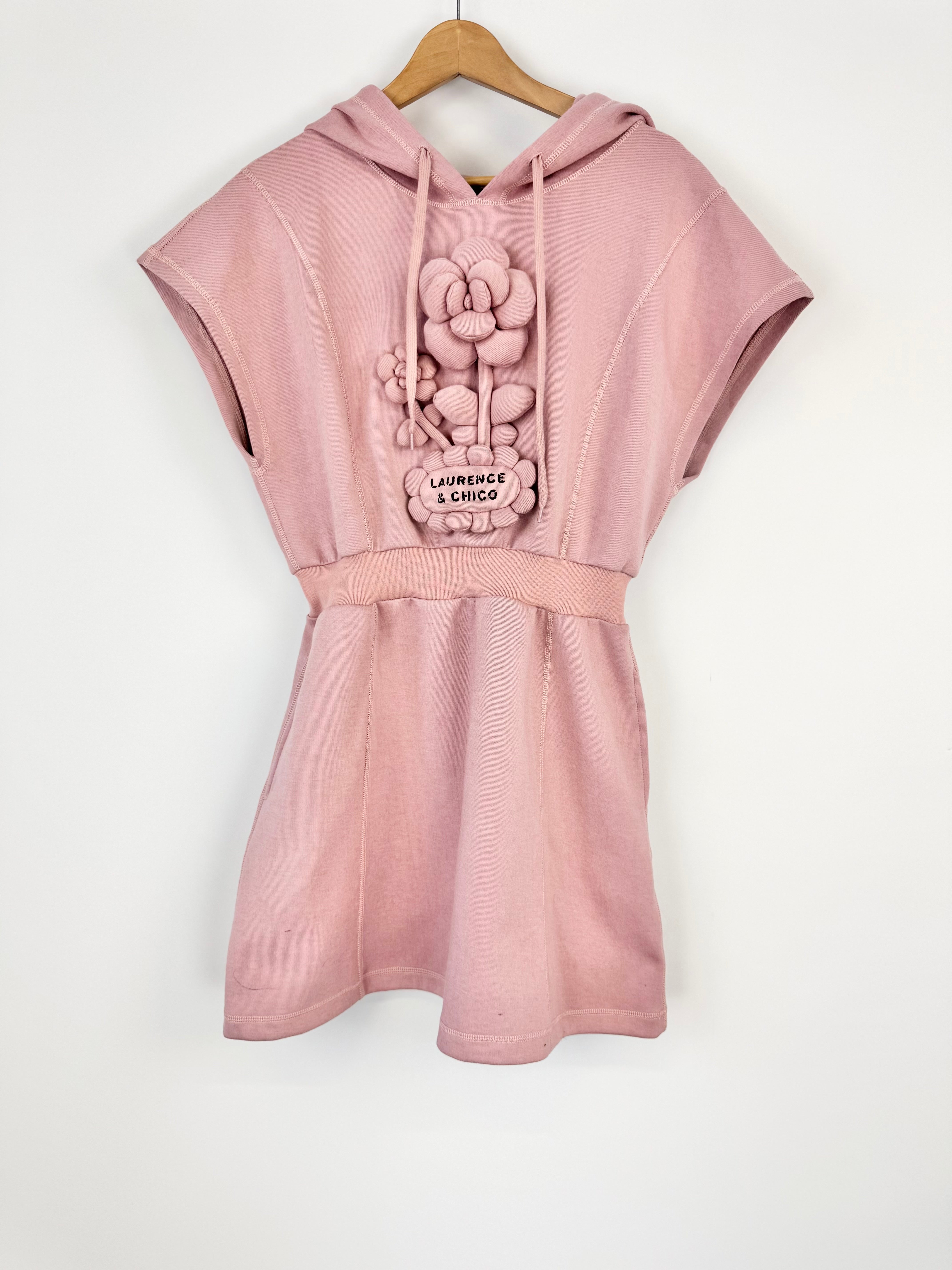 Laurence & Chico Musk Pink Hooded Long Sleeve Mini Dress - AU10