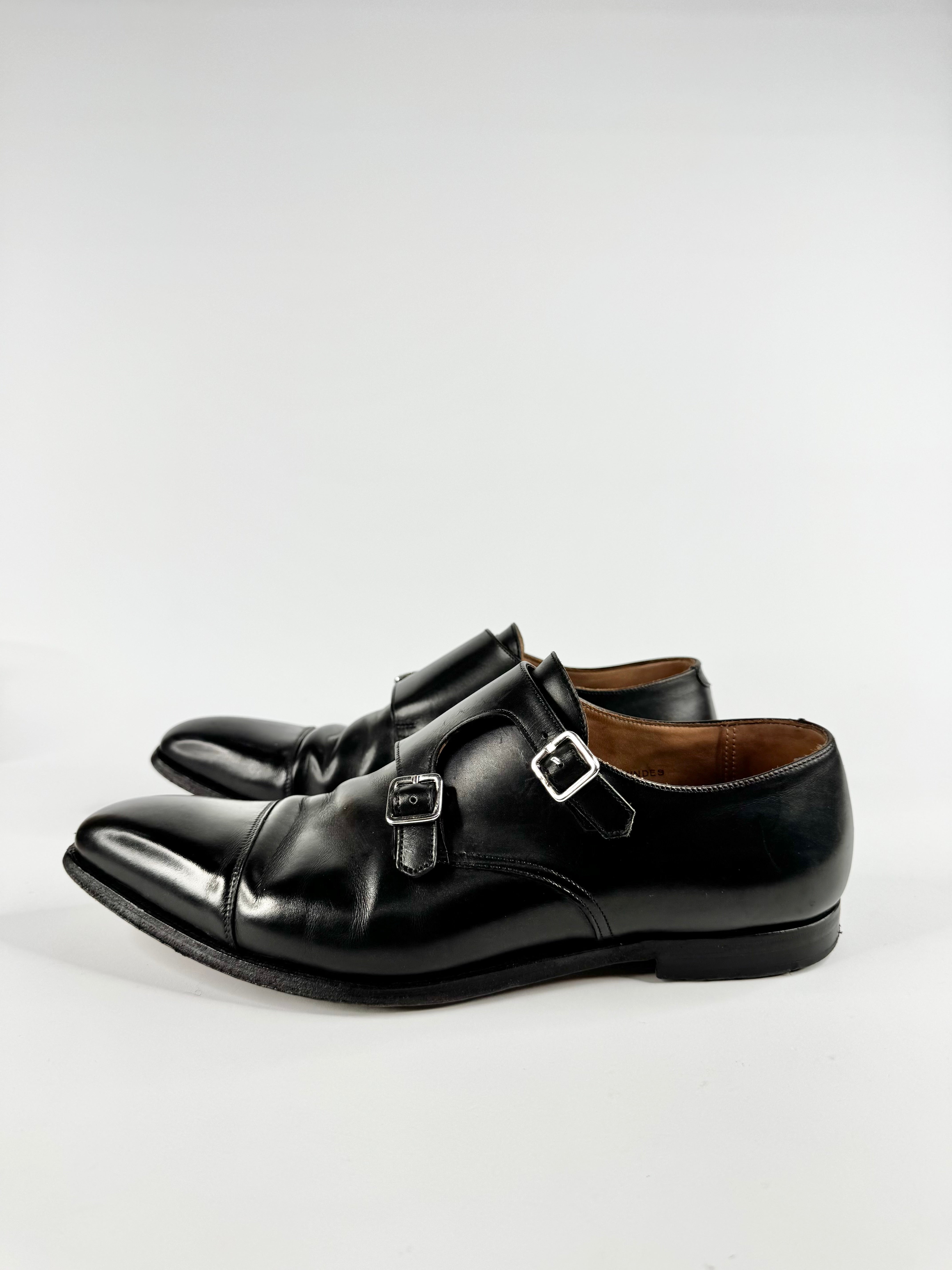 Crockett & Jones Black Monk Strap Leather Dress Shoes - EU45