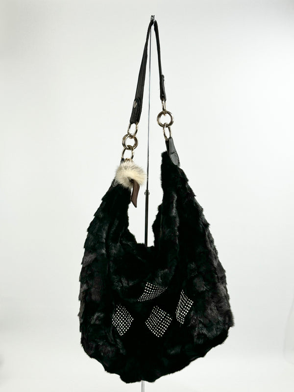 Black Fur Tote Bag