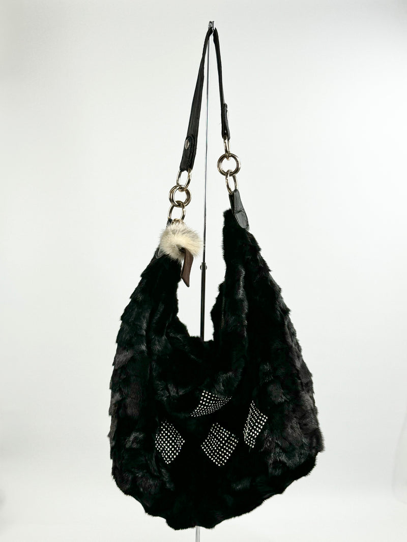 Black Fur Tote Bag