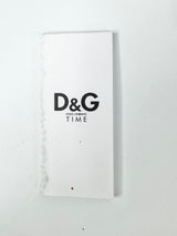 D&G White Leather 'DG' Crystal Embellished Watch