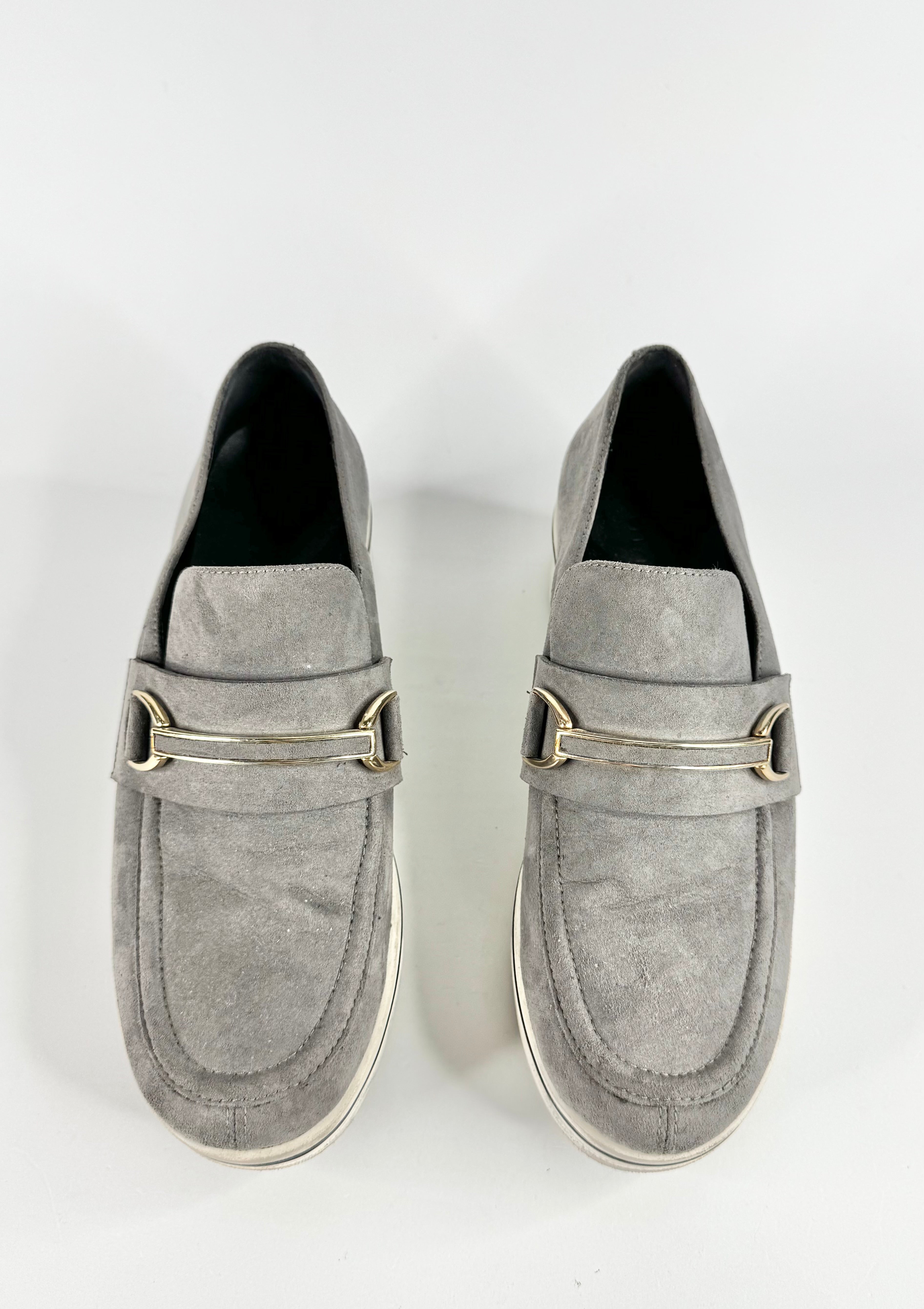 Stella McCartney Grey 'Binx' Horsebit Platform Loafers - EU39