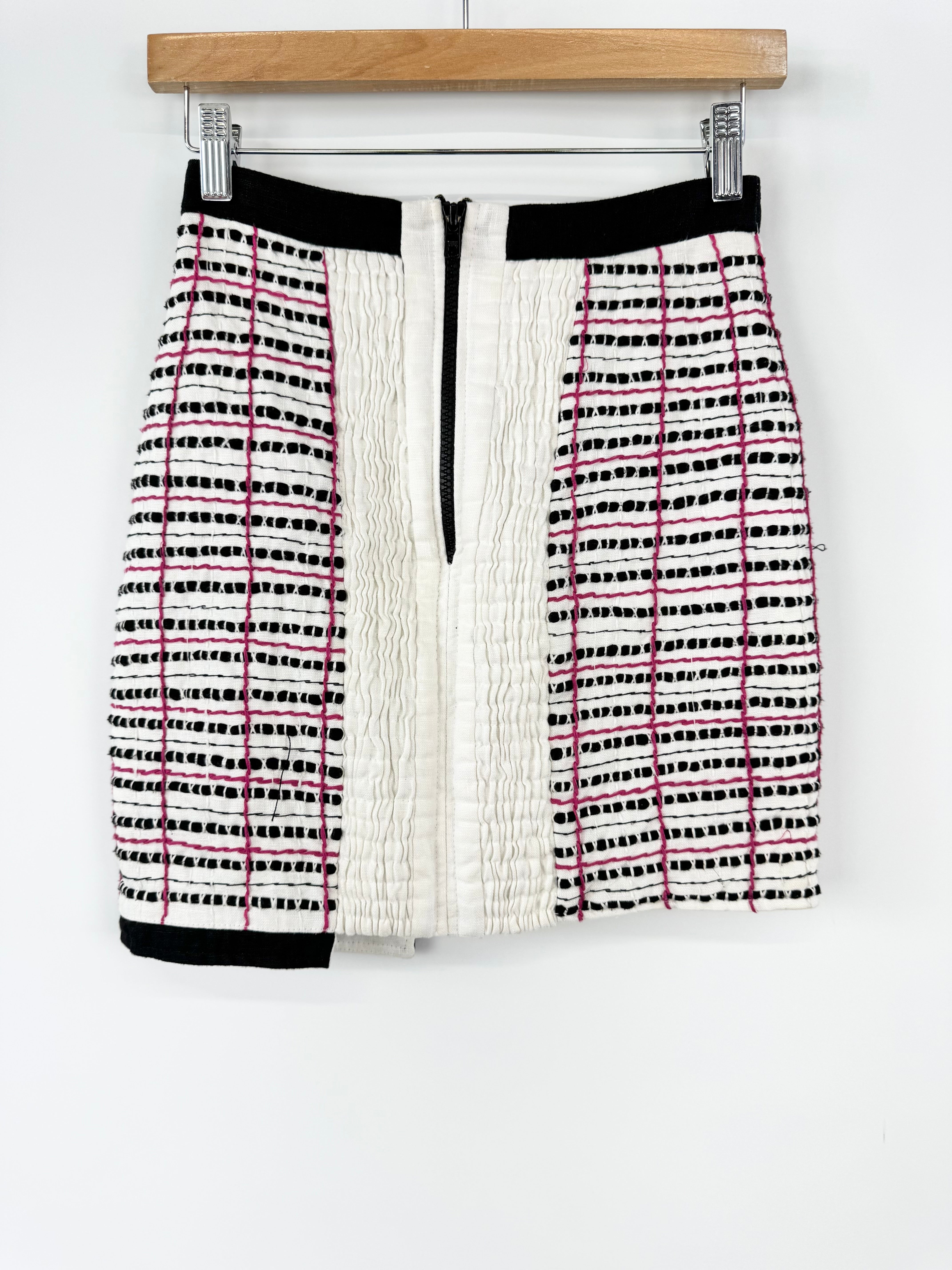 Aje White Hand-Woven Textured A-Line Skirt - AU6