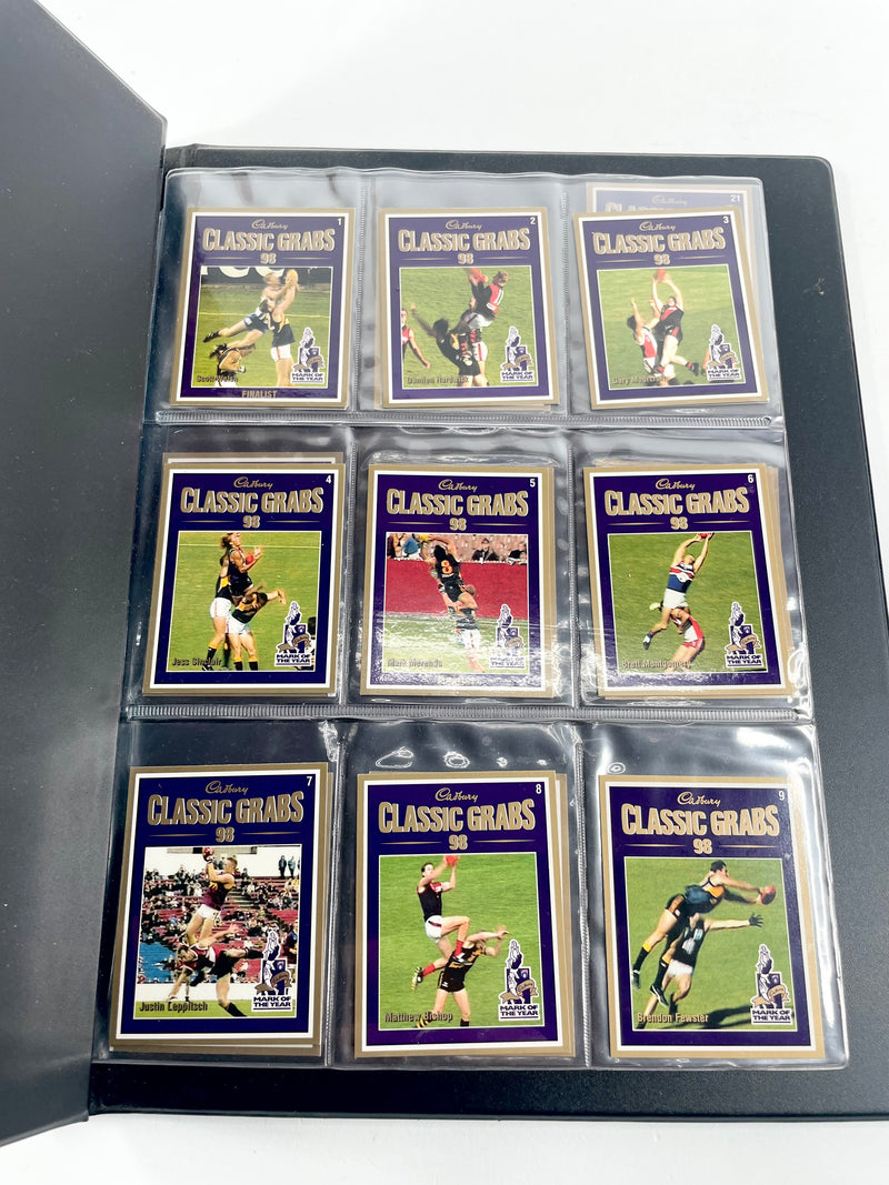 Vintage 90s AFL Cadbury Classic Grabs Cards in Binder