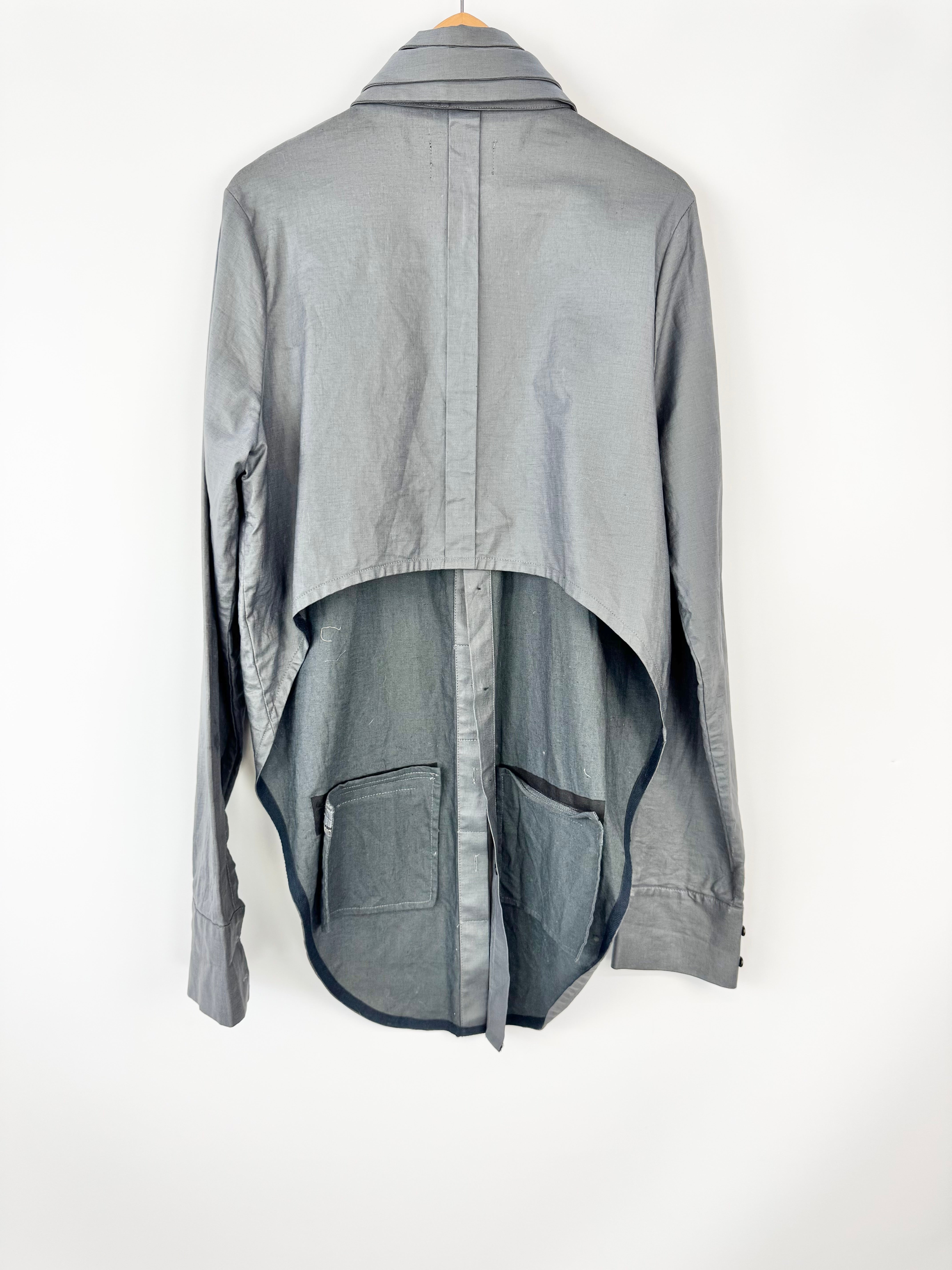 Nom*D Slate Grey Avant-Garde Linen Blend Cut Out Shirt - AU10/12