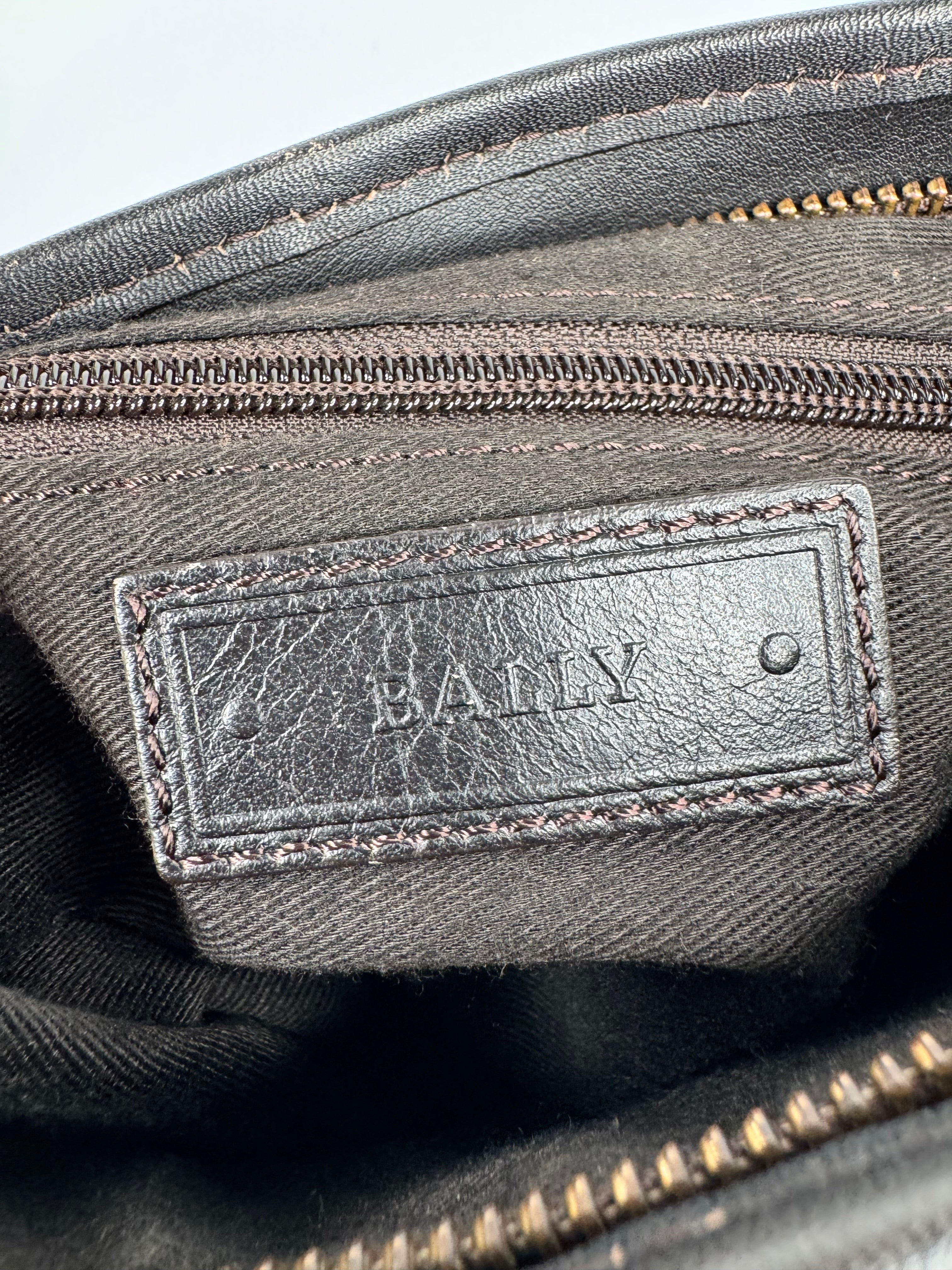 Bally Black Pinhole Patterned Leather Messenger Bag