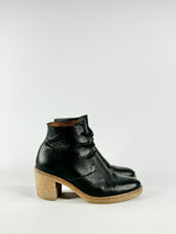 E.O.S Black Leather Lace Up Ankle Boots - EU39