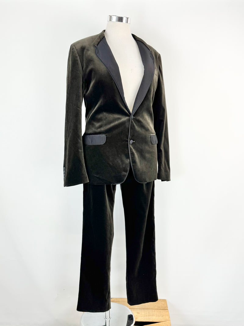 Dolce & Gabbana Wood Deep Brown Velvet Suit - 50