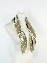 Vintage Jaeger Taupe & Cream Abstract Patterned Scarf