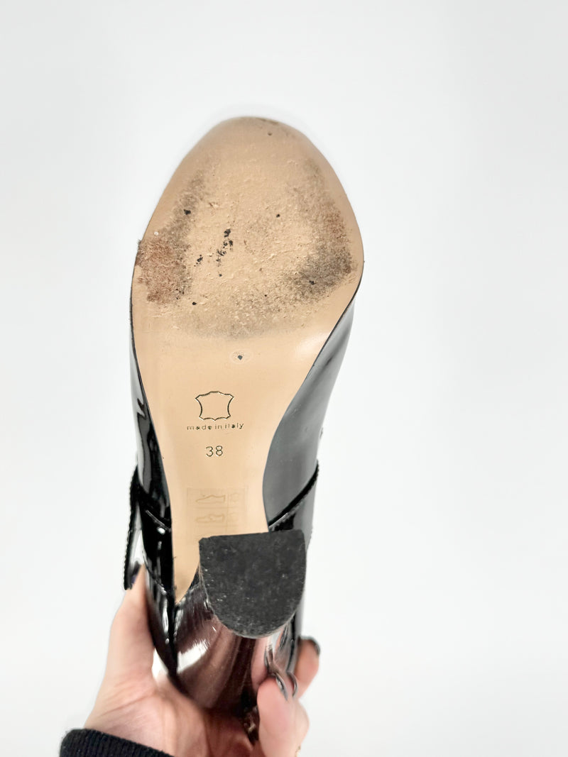 Gianvito Rossi Black Patent Leather Heeled Mary Janes - EU38