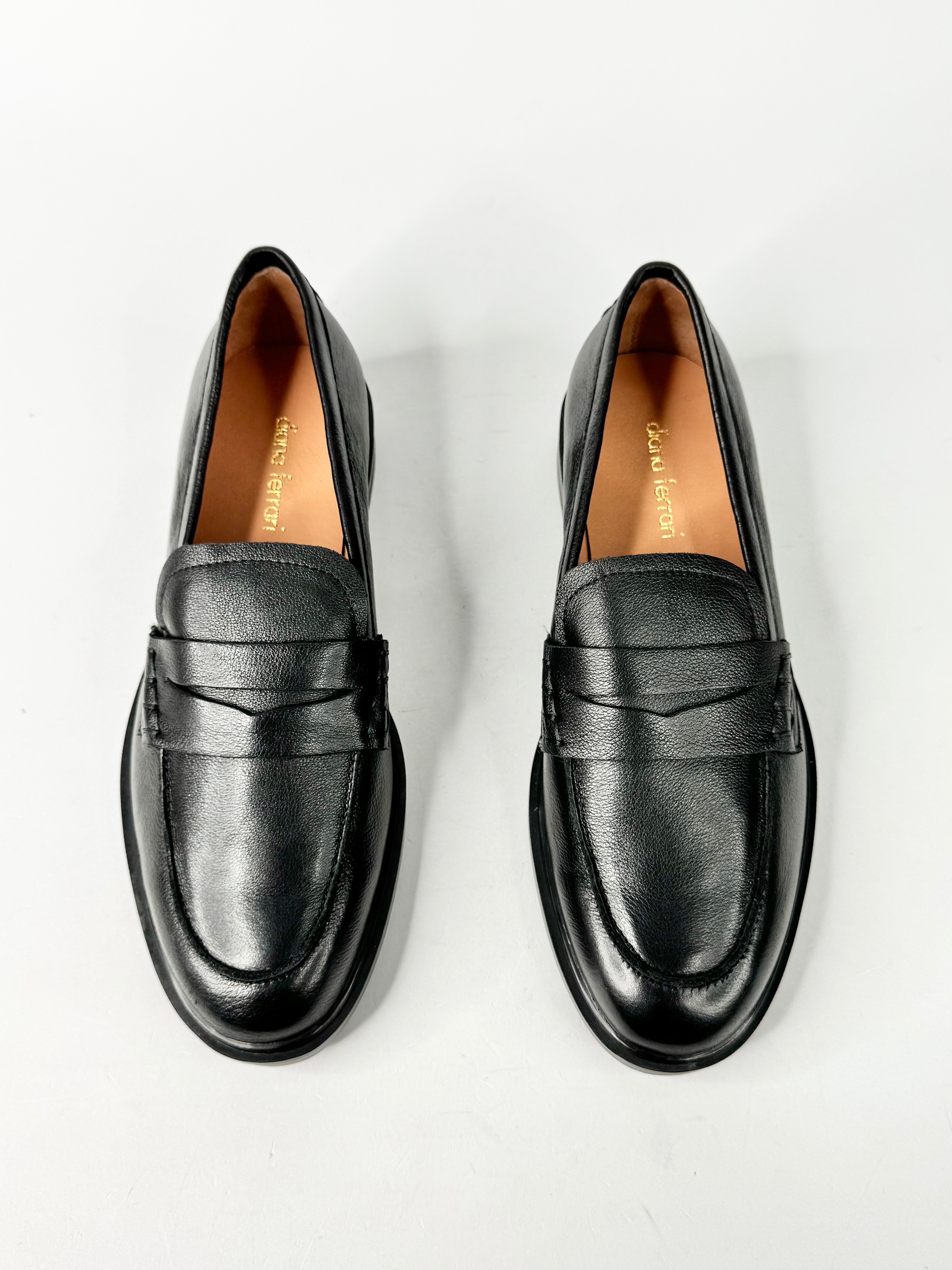 MFW Diana Ferrari Sienza Black Leather Loafers - EU37