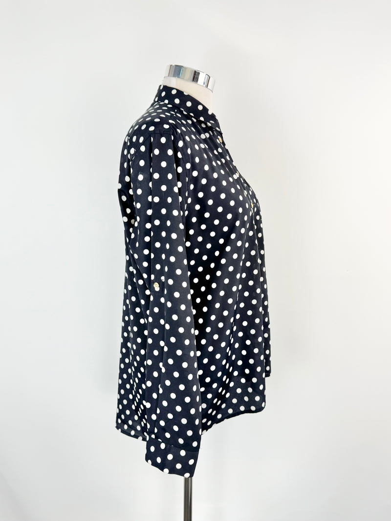 Michael by Michael Kors Black & White Polka Dot Blouse - AU12/14