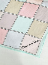 Oscar de la Renta Pastel Pink & Purple Long Silk Scarf