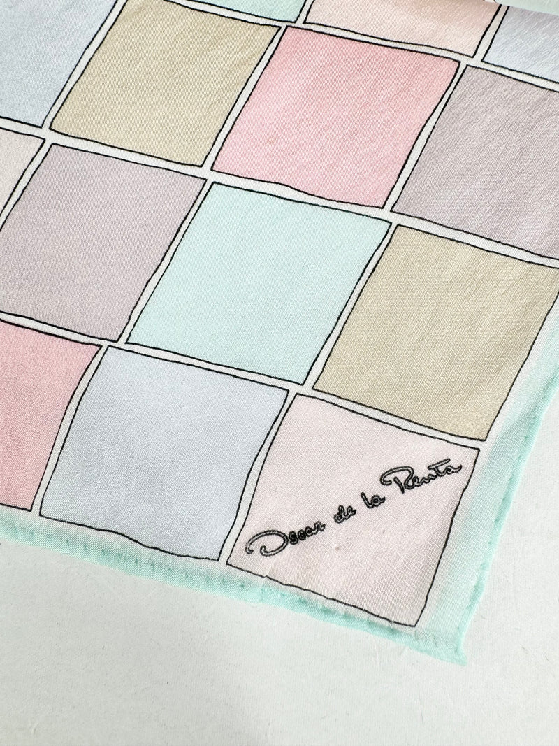 Oscar de la Renta Pastel Pink & Purple Long Silk Scarf