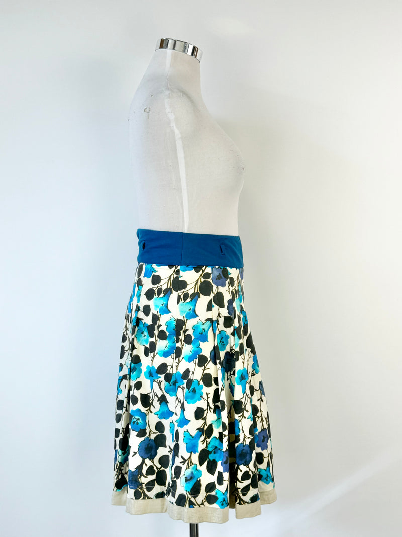 Anna Thomas Blue Floral Box Pleat Skirt - AU12