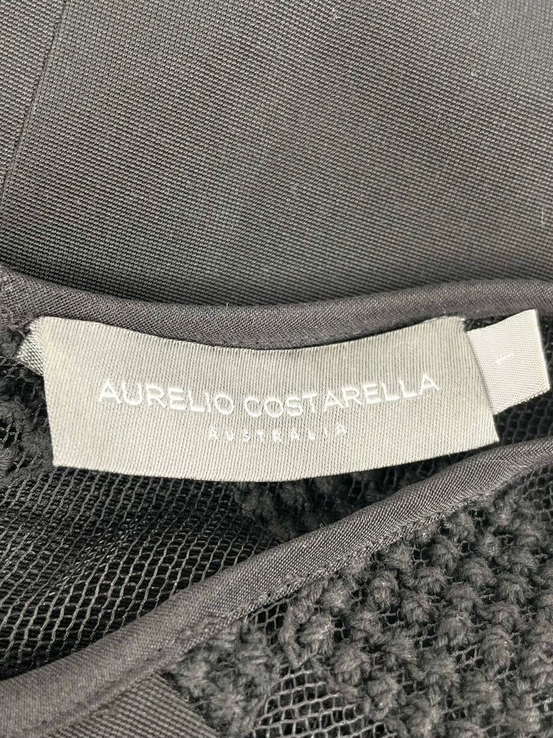 Aurelio Costarella Black Mesh Paneled Midi Dress - AU8