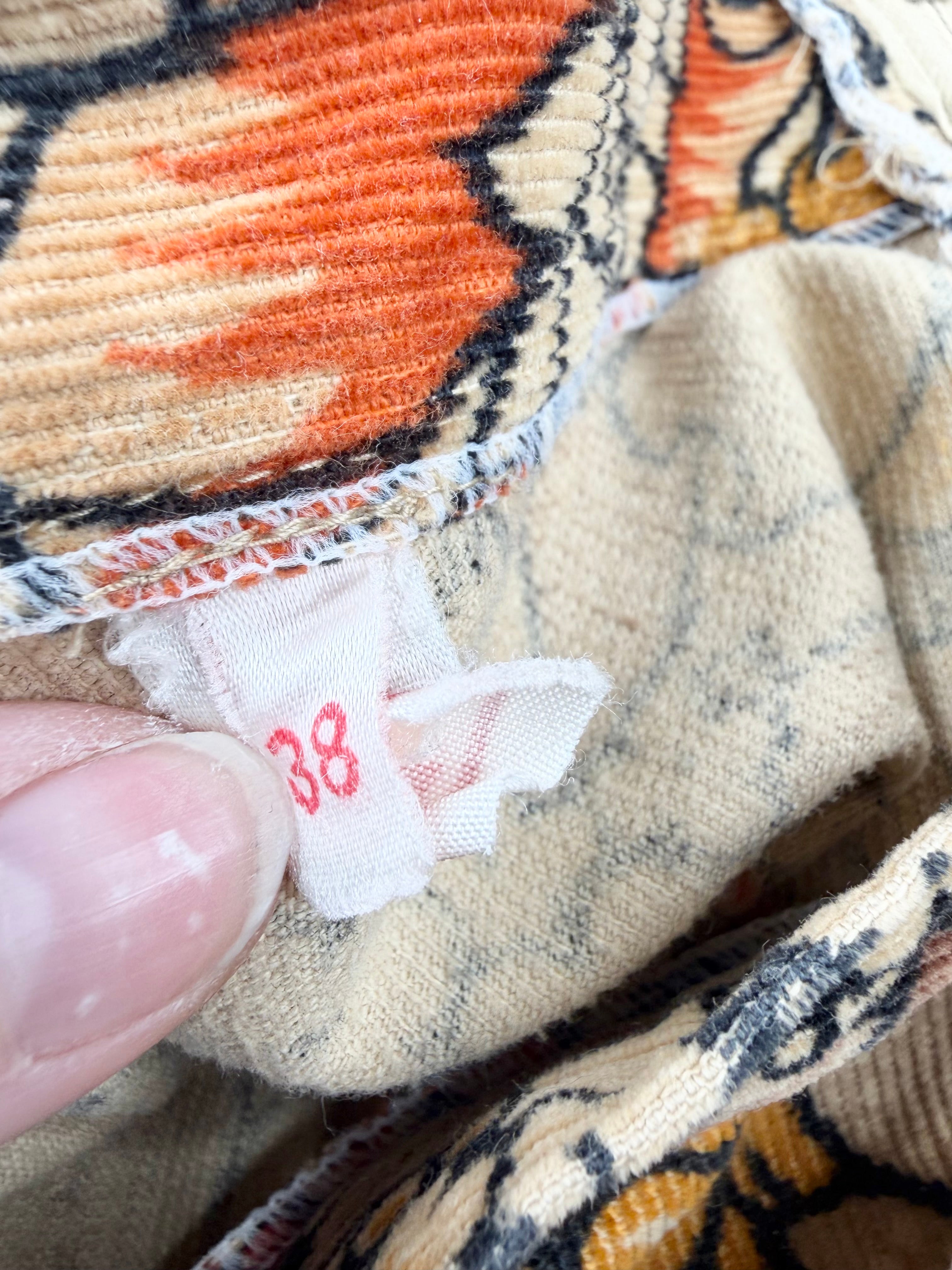 Retro Scandinavian Floral Patterned Corduroy Skirt - AU8/10