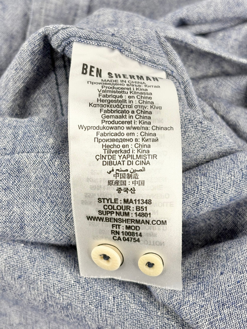 Ben Sherman Linen-Blend Ombre Short-Sleeve Shirt - M