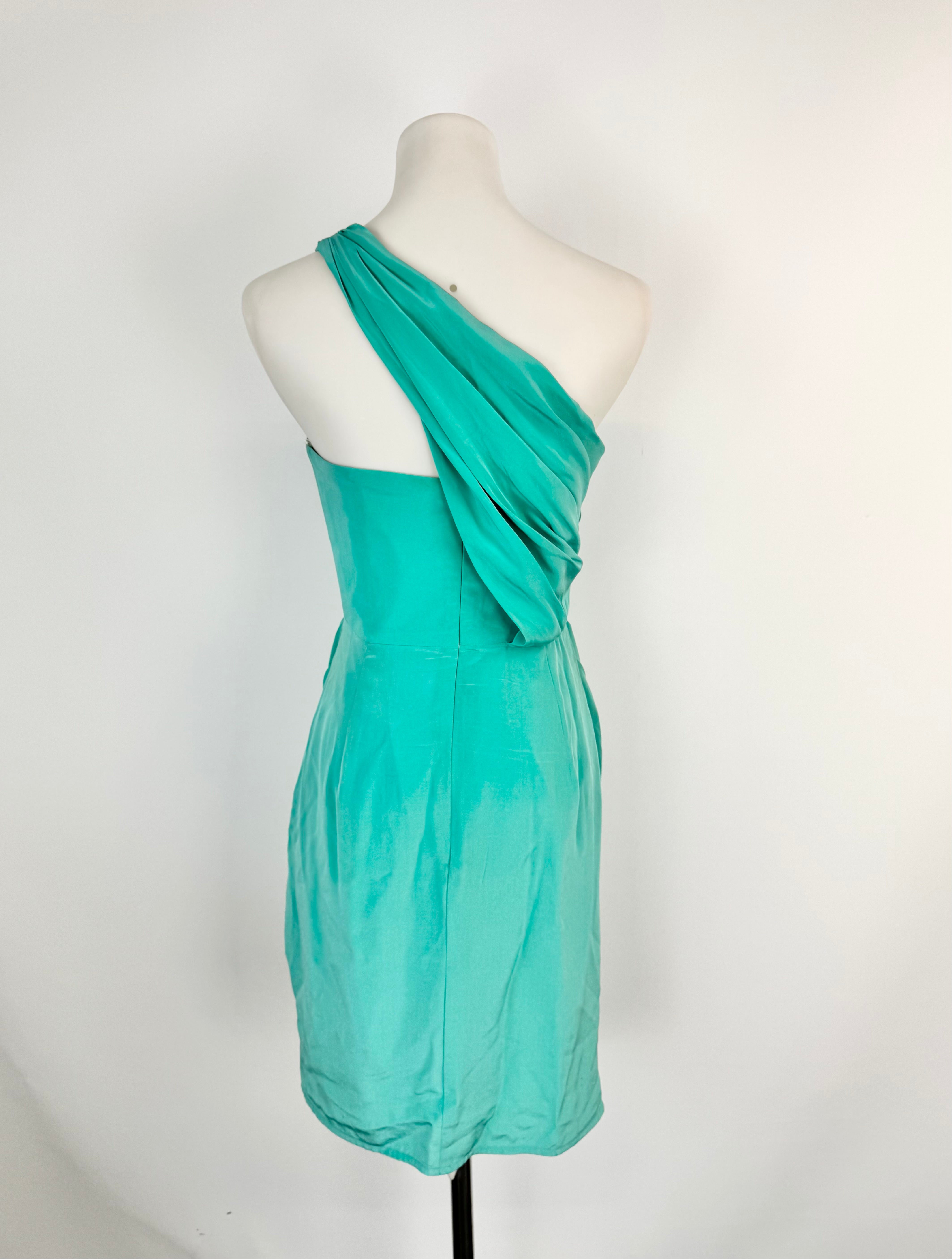 Zimmermann Aqua Off Shoulder Grecian Silk Mini Dress - AU8/10