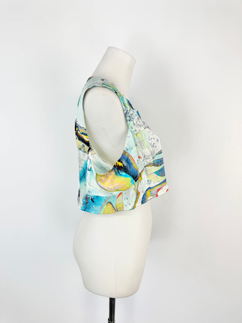 Lisa Ho Blue Marbled Crop Top - AU10