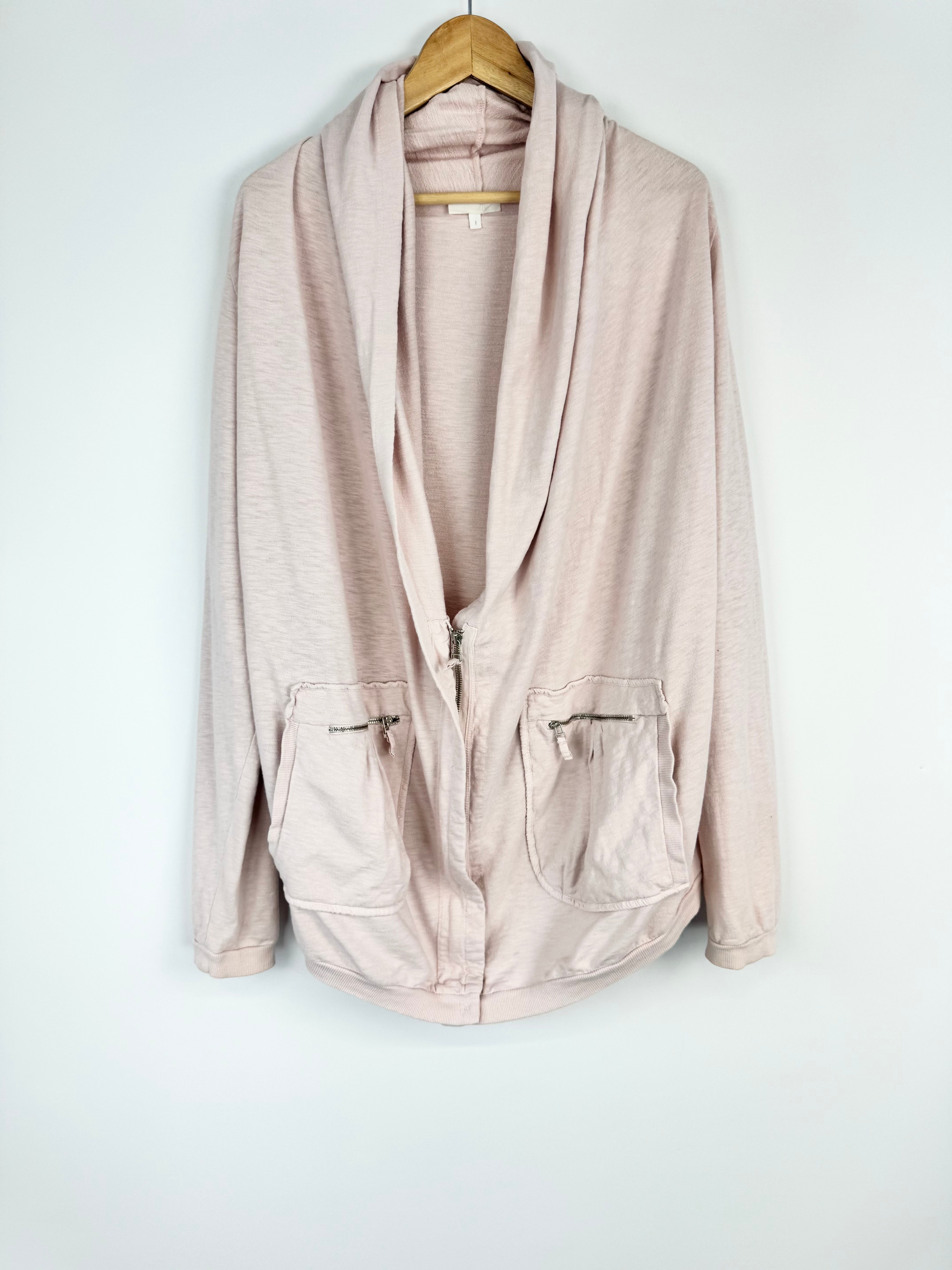 Althe Vanessa Bruno Dusty Pink Cotton & Linen Cardigan - AU10