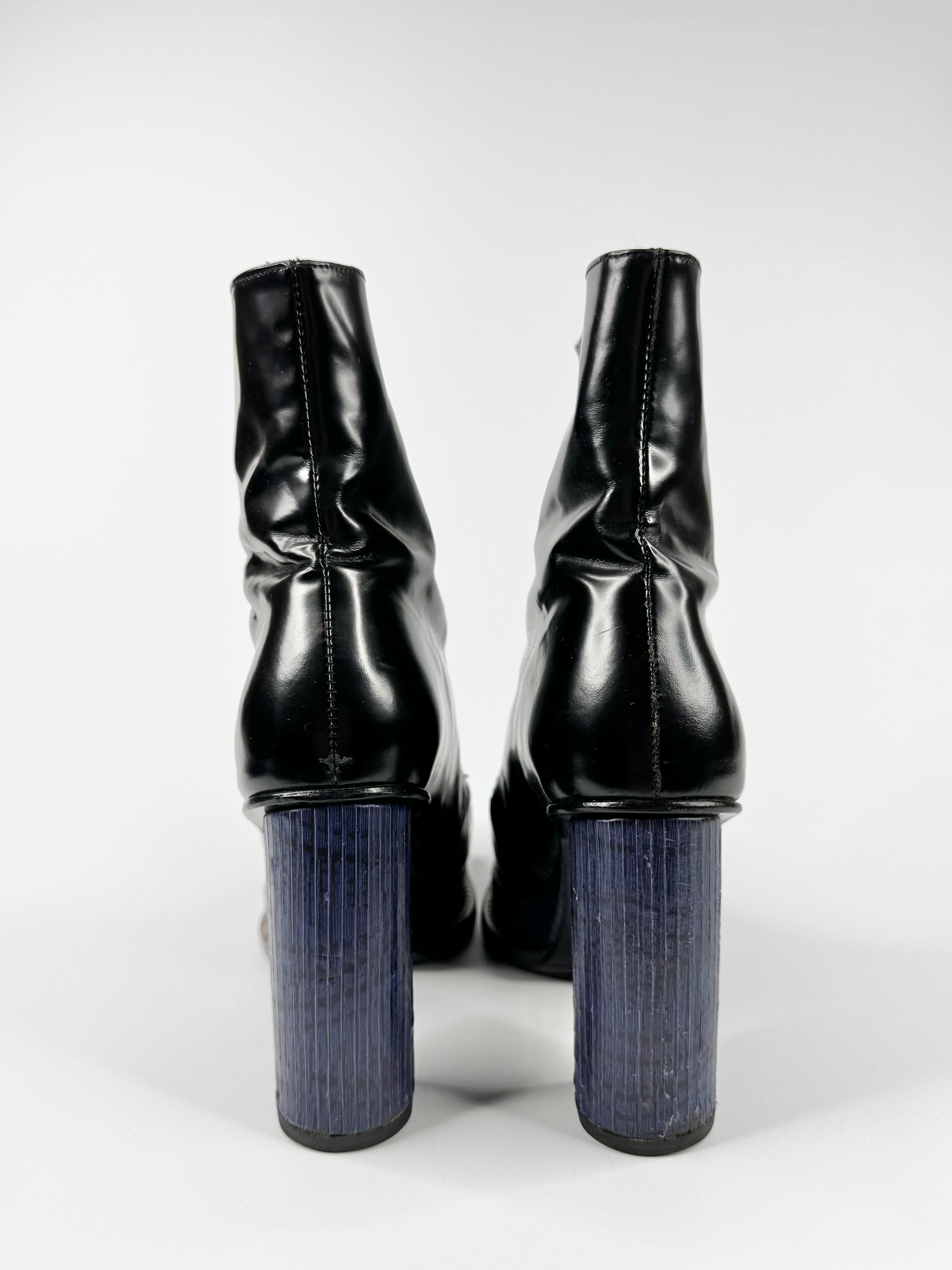 Opening Ceremony Shiny Calf Grunge Belt Buckle Boots - EU40