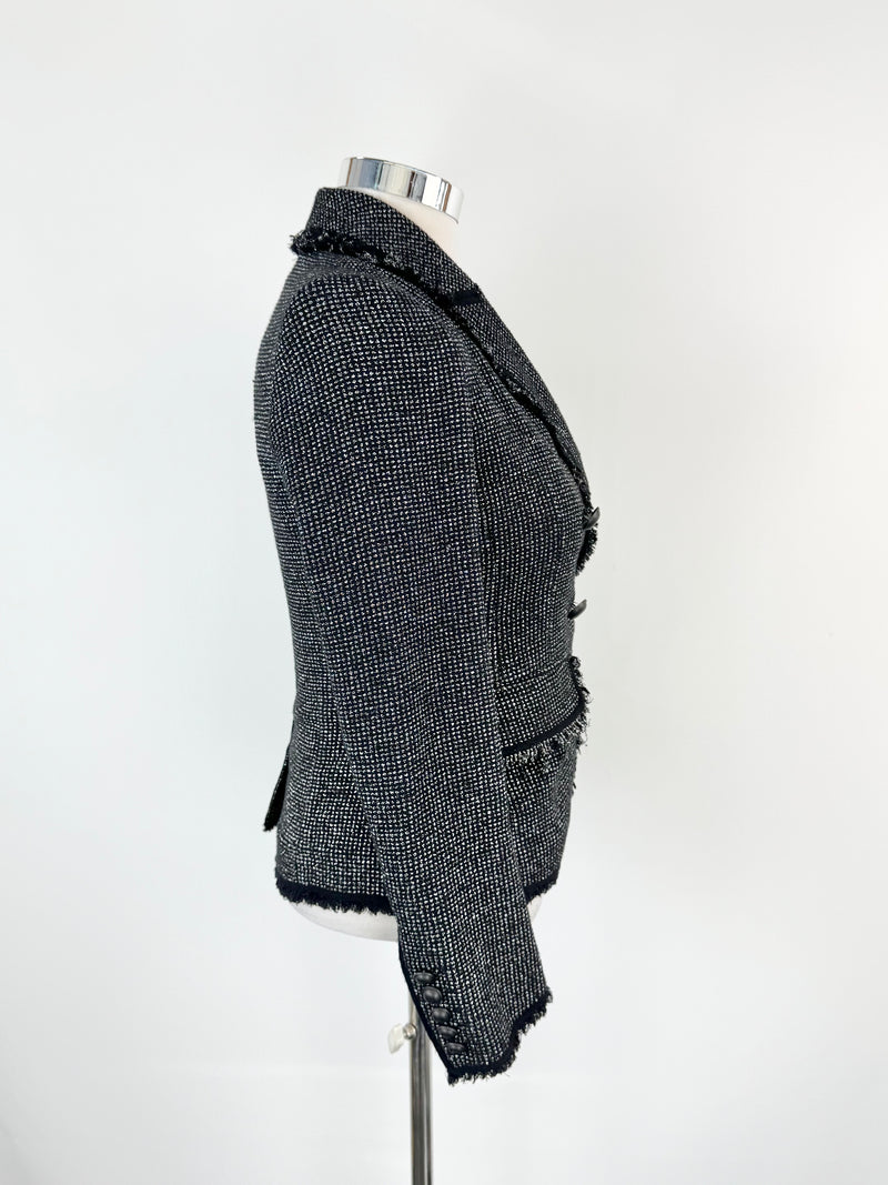 Veronica Beard Black & Silver Woven Blazer - AU12