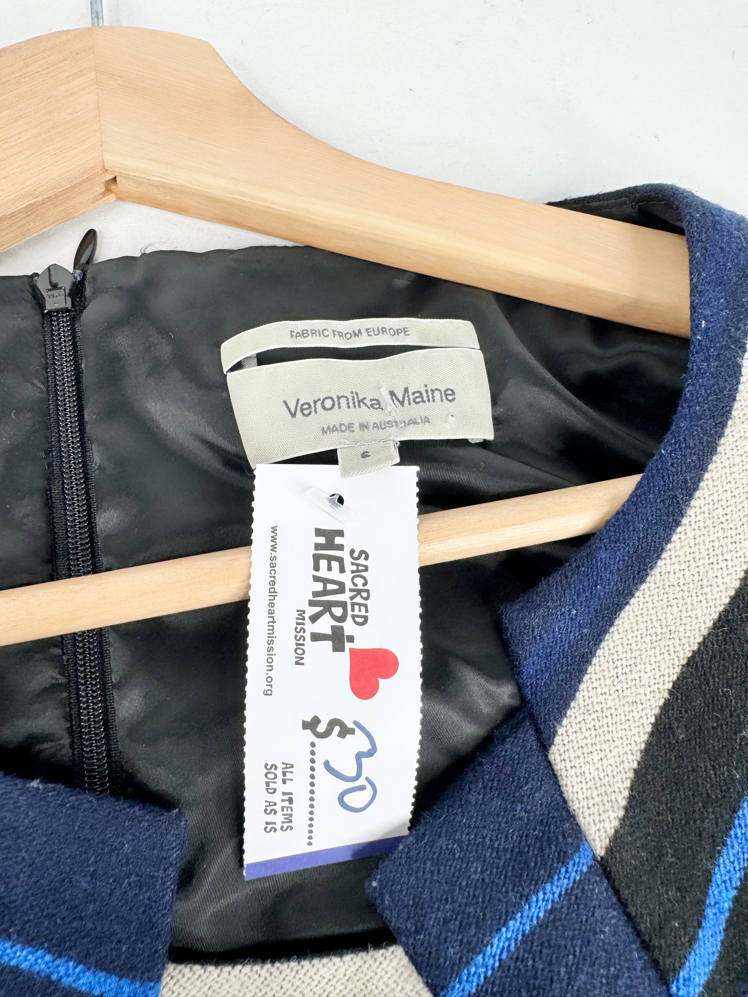 Veronika Maine Blue & Ivory Sleeveless Over The Knee Dress - AU6