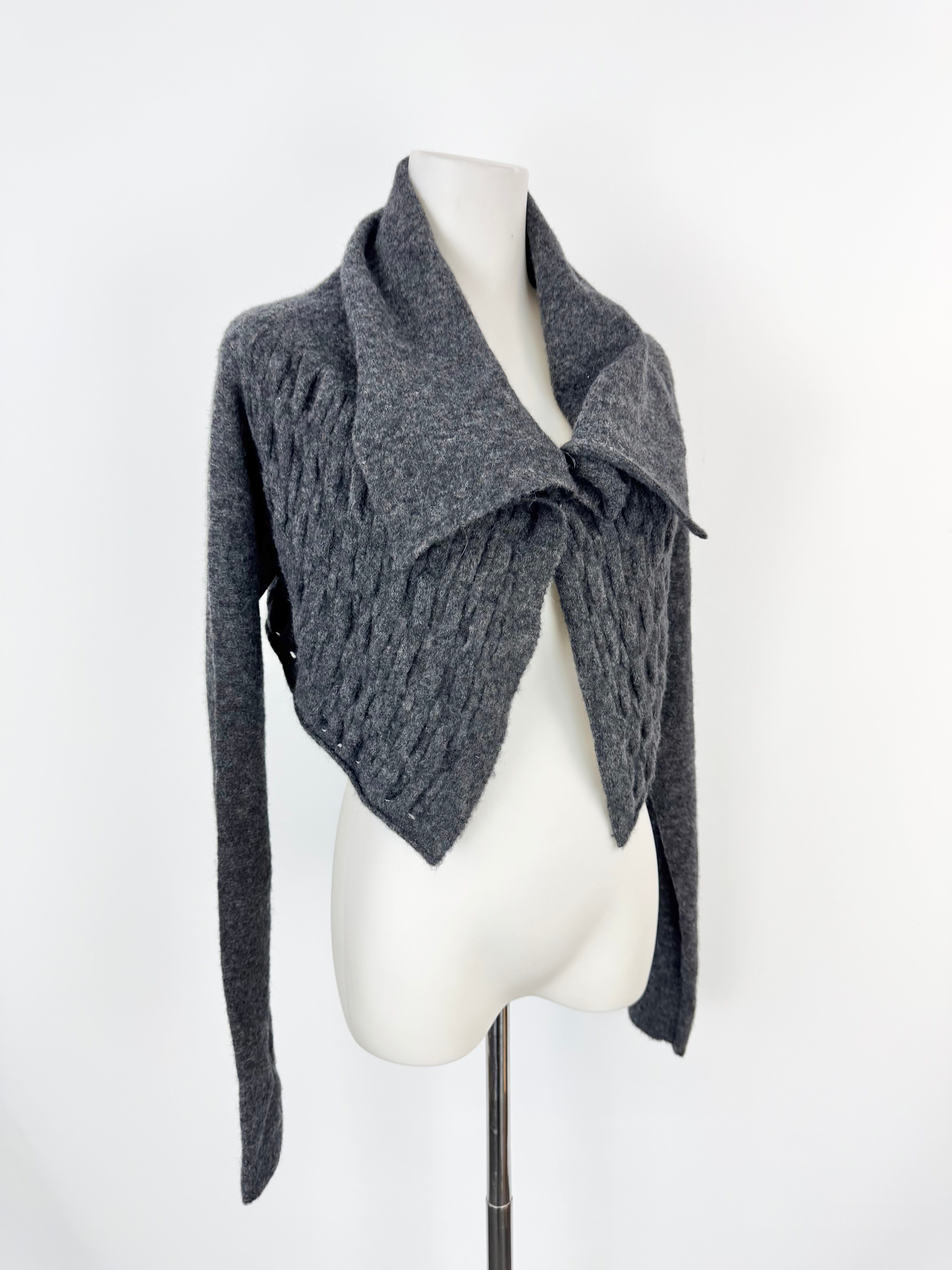 Sarah Pacini Grey Wool Long Sleeve Crop Top NWT - AU6/8