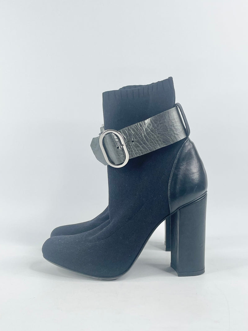 Bianca Buccheri Midnight Blue Fabric & Black Leather Ankle Boots - EU39