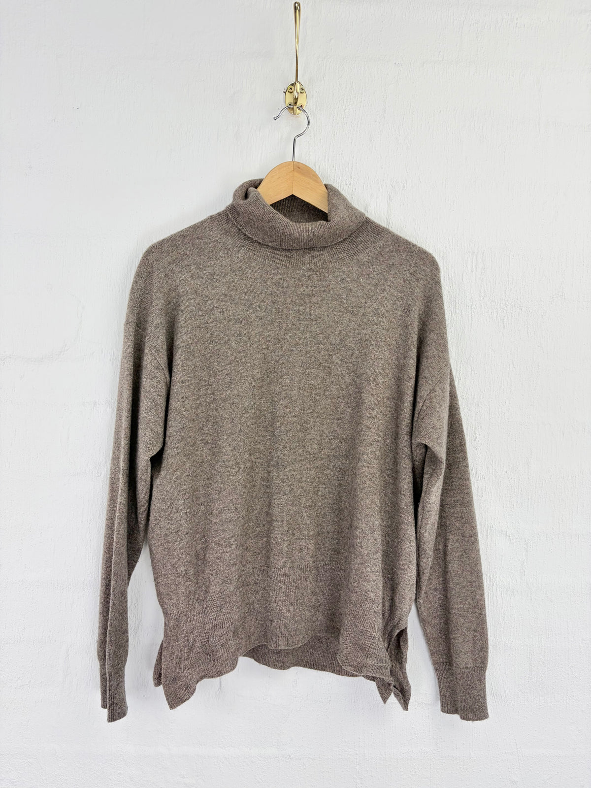 Bassike Mottled Taupe Cashmere Roll Neck Sweater - AU8/10