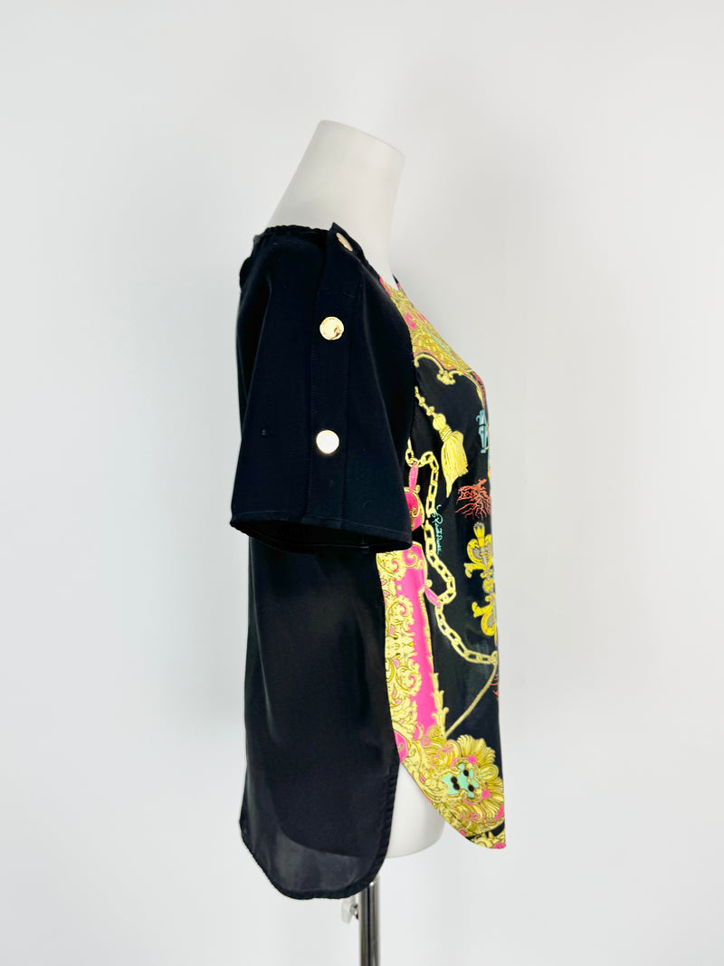Cavalli Class Seahorse & Pattern Buttoned Top - AU10