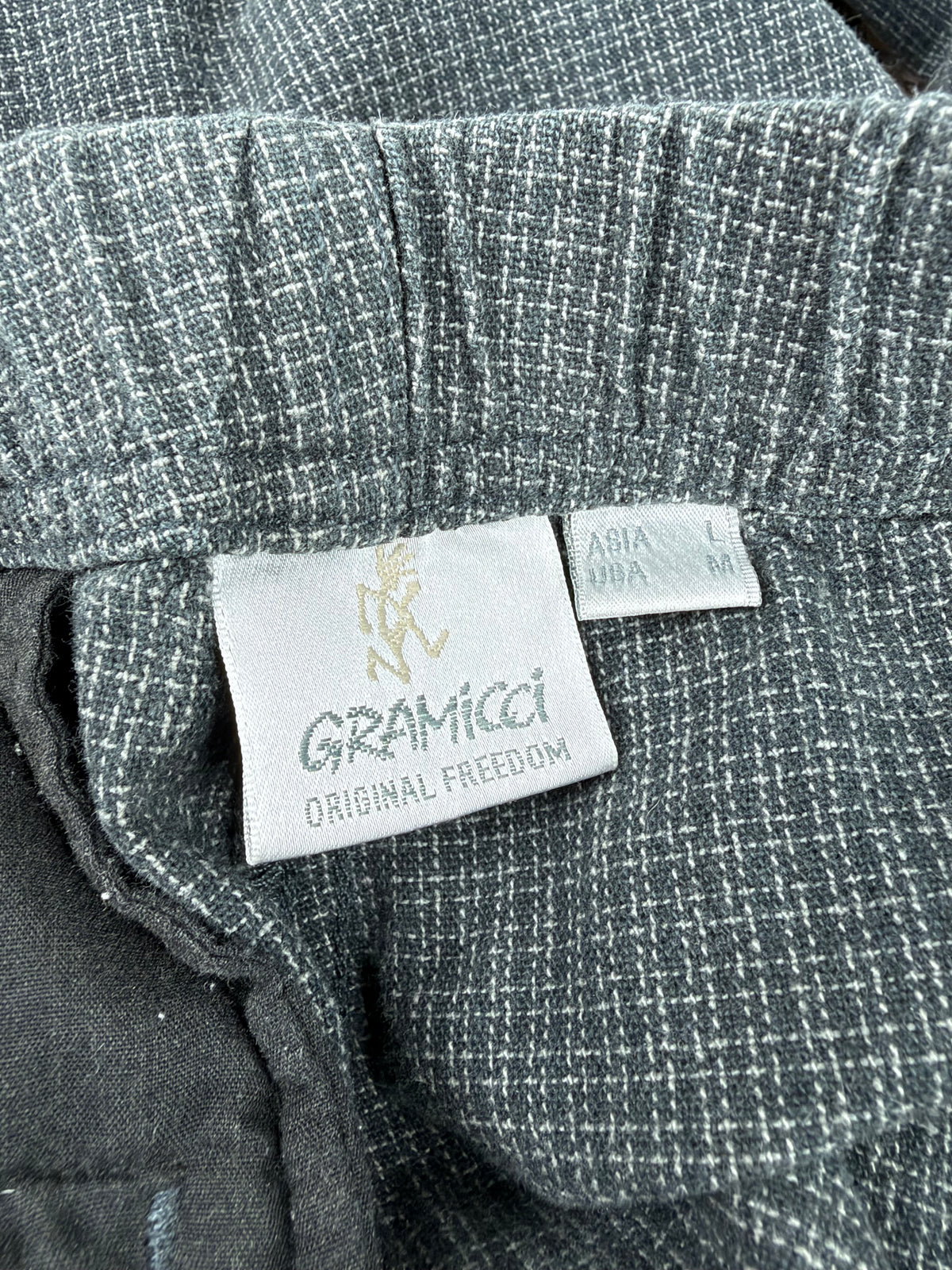 Gramicci Grey Blue Mini Check Straight Fit Pant - L