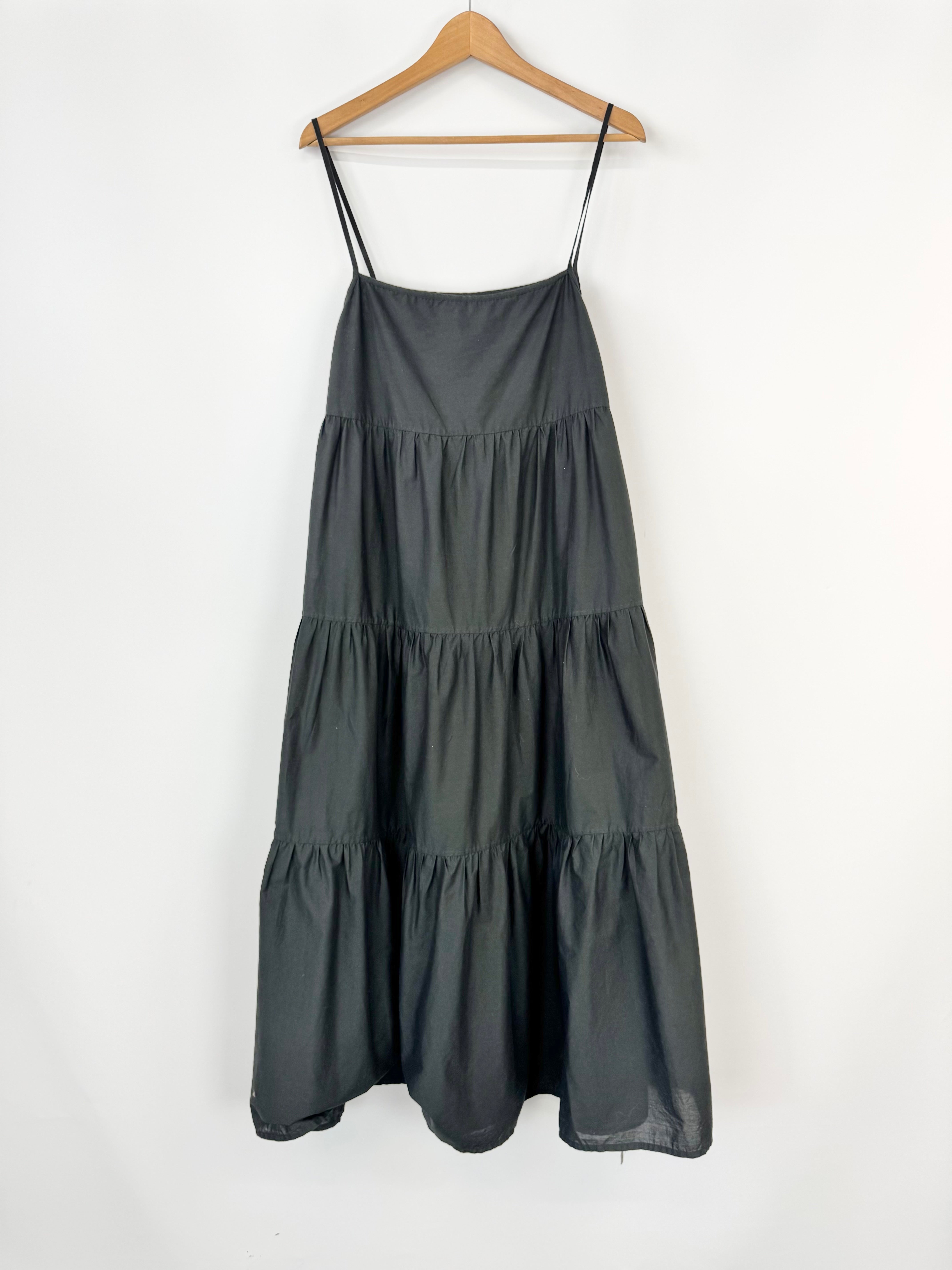 Matteau Black Tiered Cotton Maxi Dress - AU8