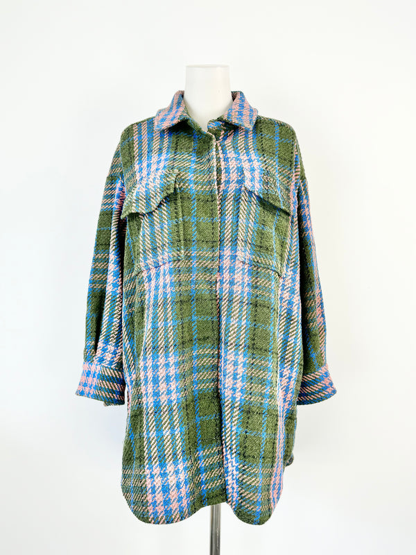 Essential Antwerp Green, Pink & Blue Plaid Coat - AU12