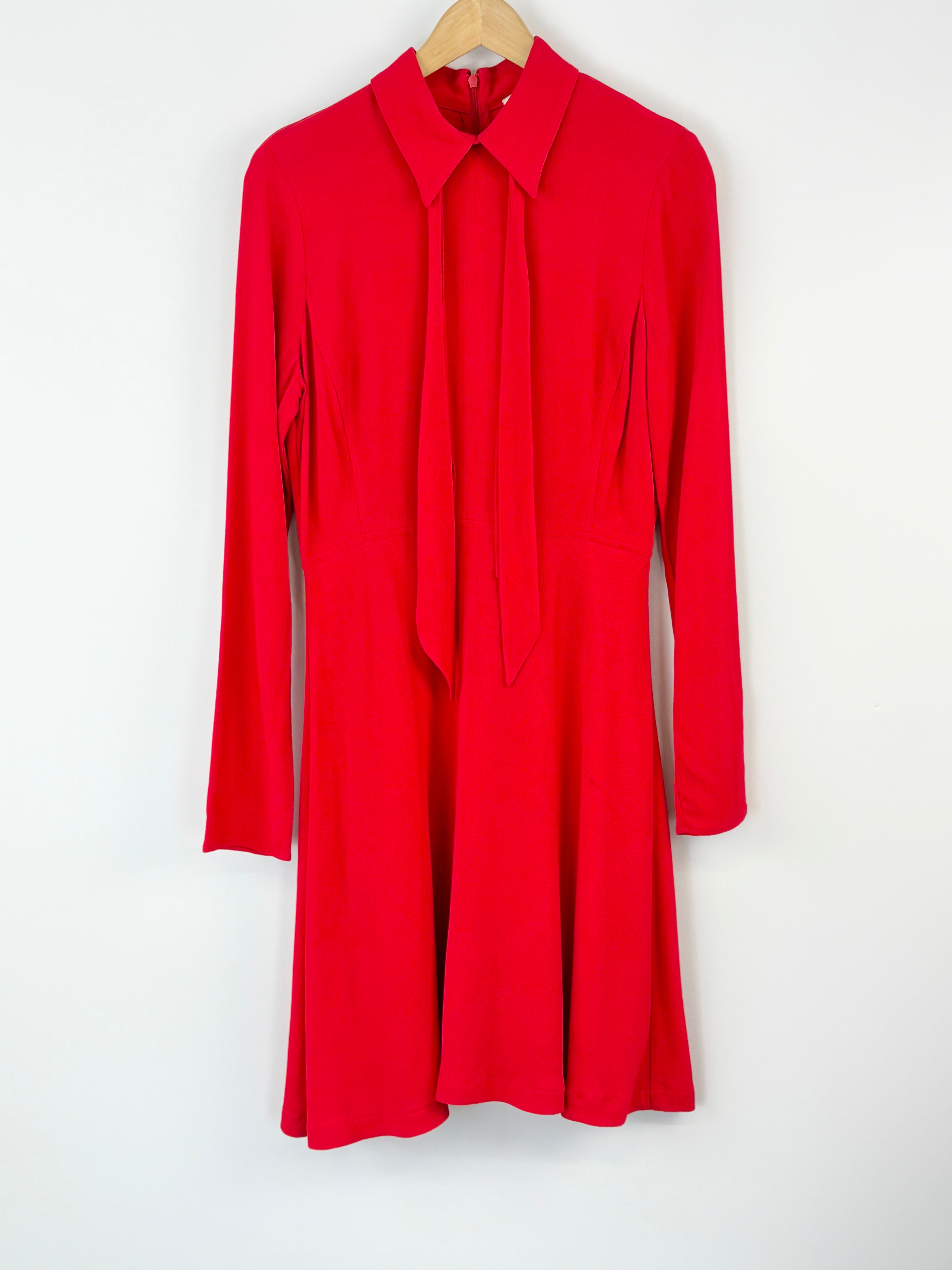 Sandro Crepe Red Neck-Tie Midi Dress - AU10