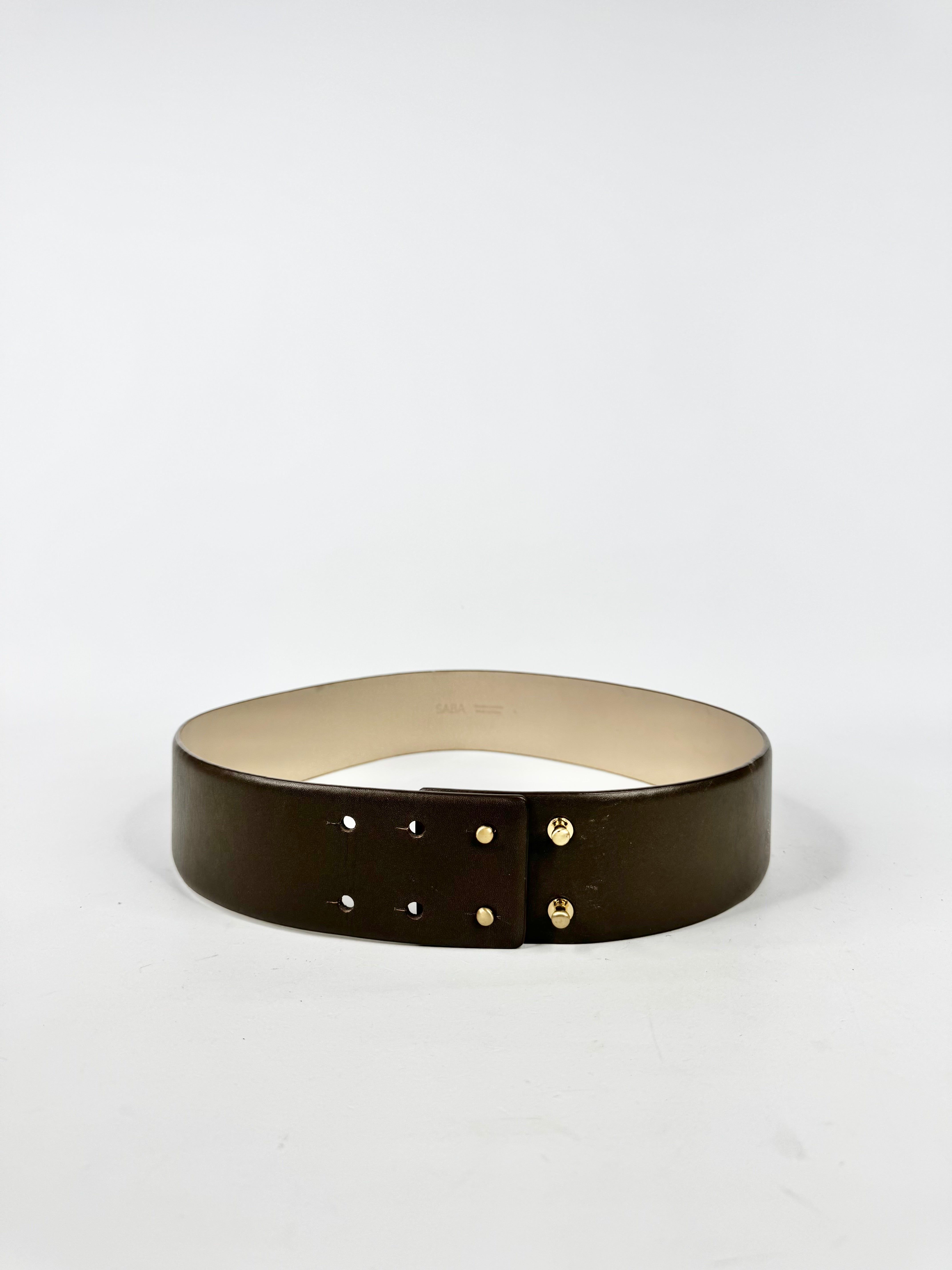 Saba Taupe Leather Belt - L