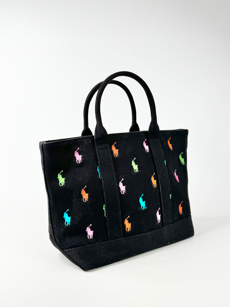 Polo Ralph Lauren Black Cotton Mini Tote Bag