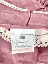 Vintage Norman Hartnell Deep Pink Crochet Neck Day Dress - AU12