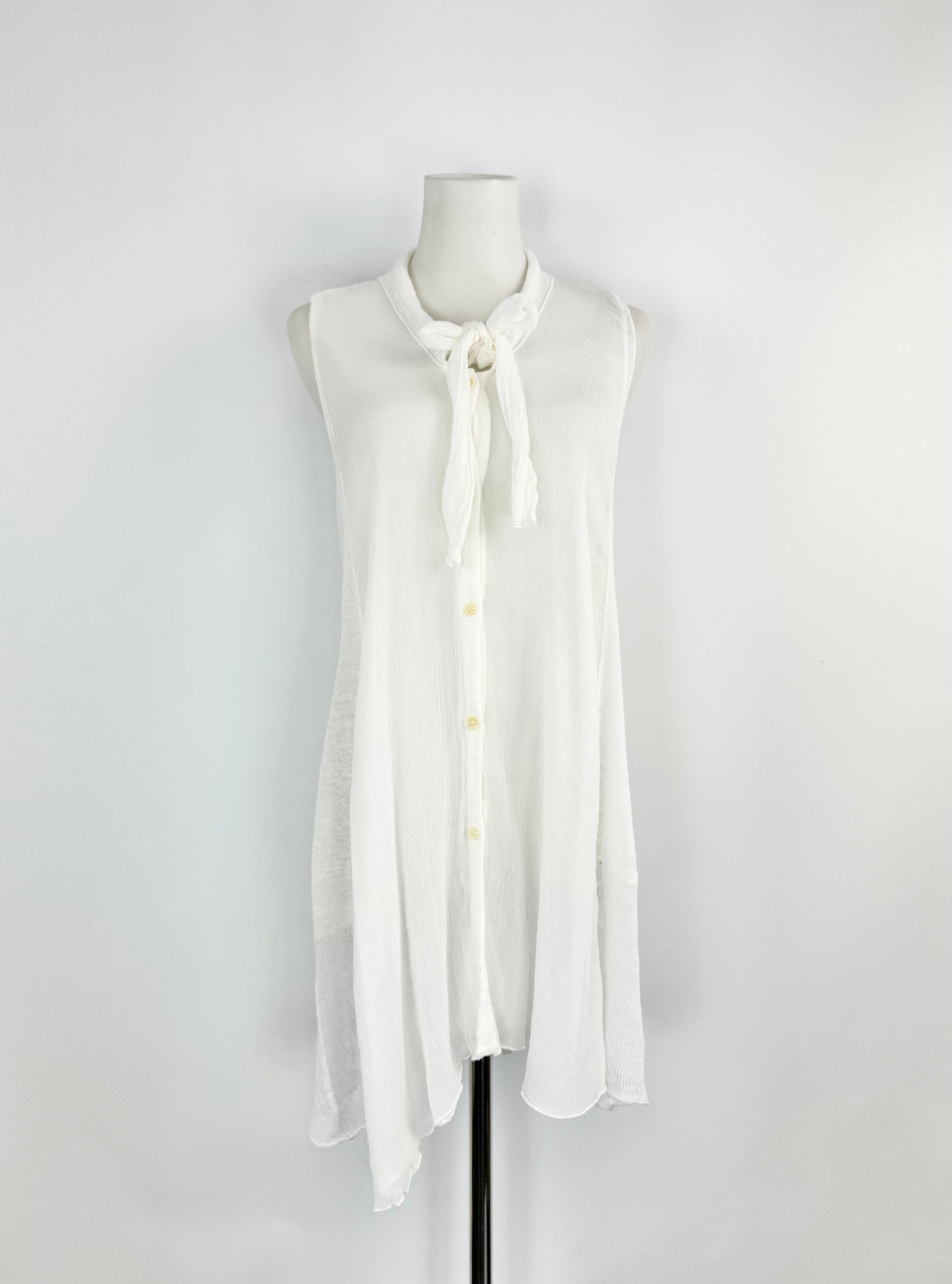 Transist Par Such White Linen Sleeveless Top - AU10/12
