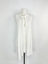 Transist Par Such White Linen Sleeveless Top - AU10/12