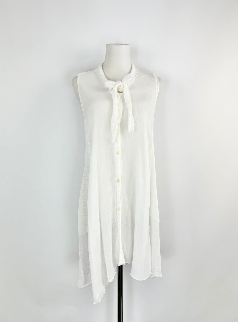 Transist Par Such White Linen Sleeveless Top - AU10/12