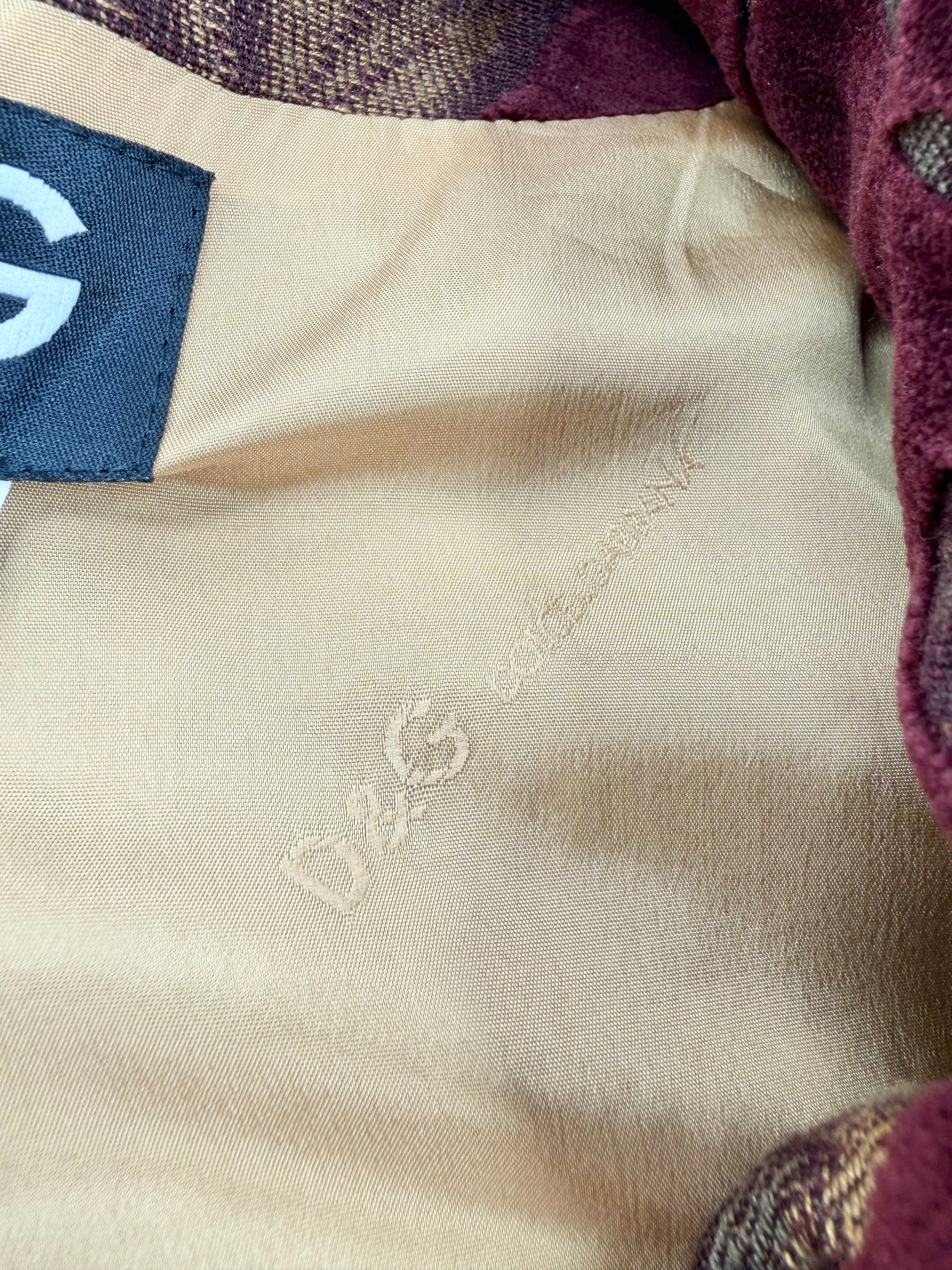 Vintage 90s D&G Dolce & Gabbana Burgundy & Gold Burnout Velvet Blazer - AU8/10