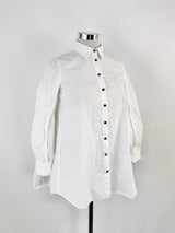 Alexander McQueen White Cotton Tiered Blouse - AU10/12