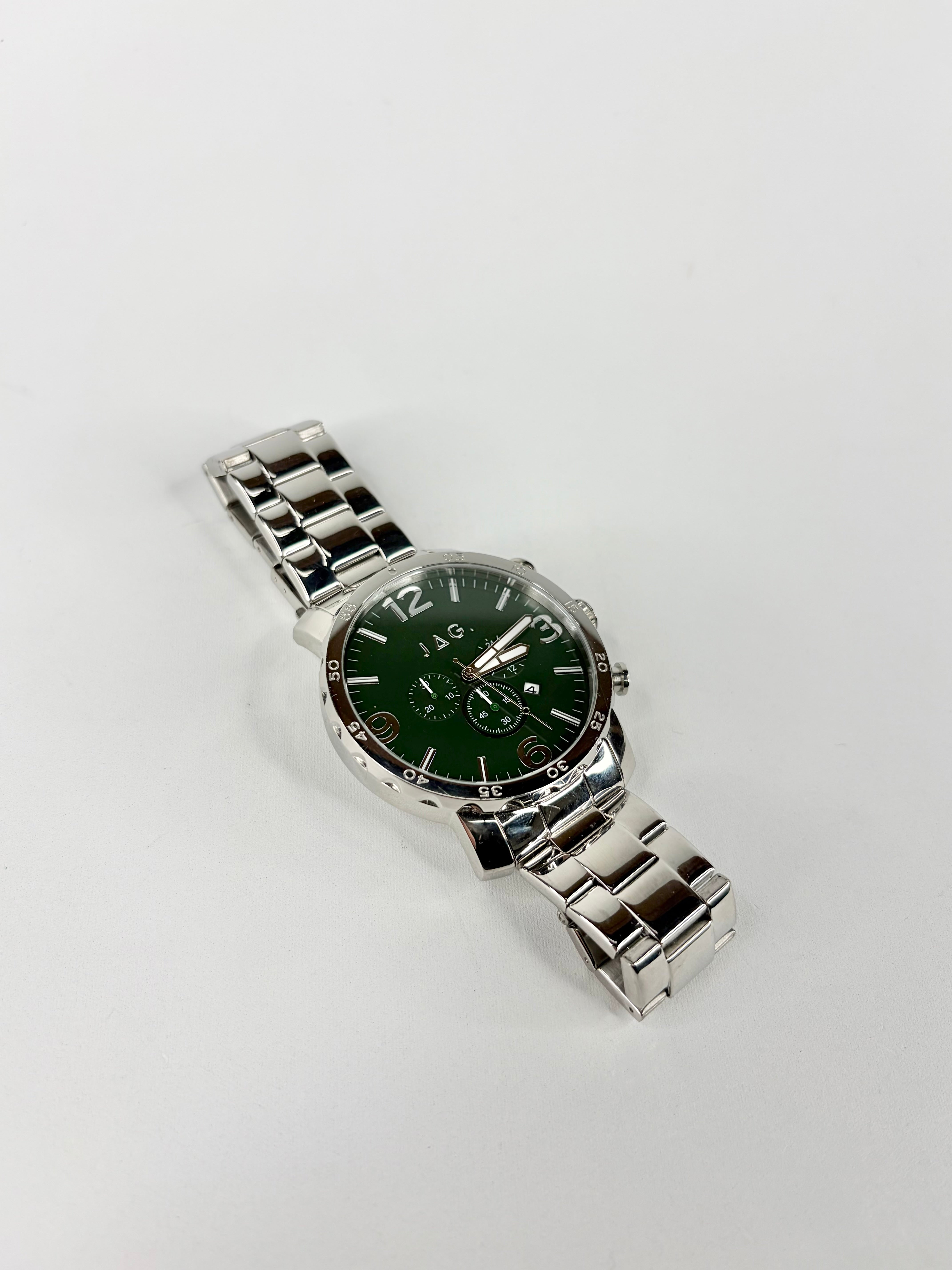 Jag Large Green Dial Chronograph Watch