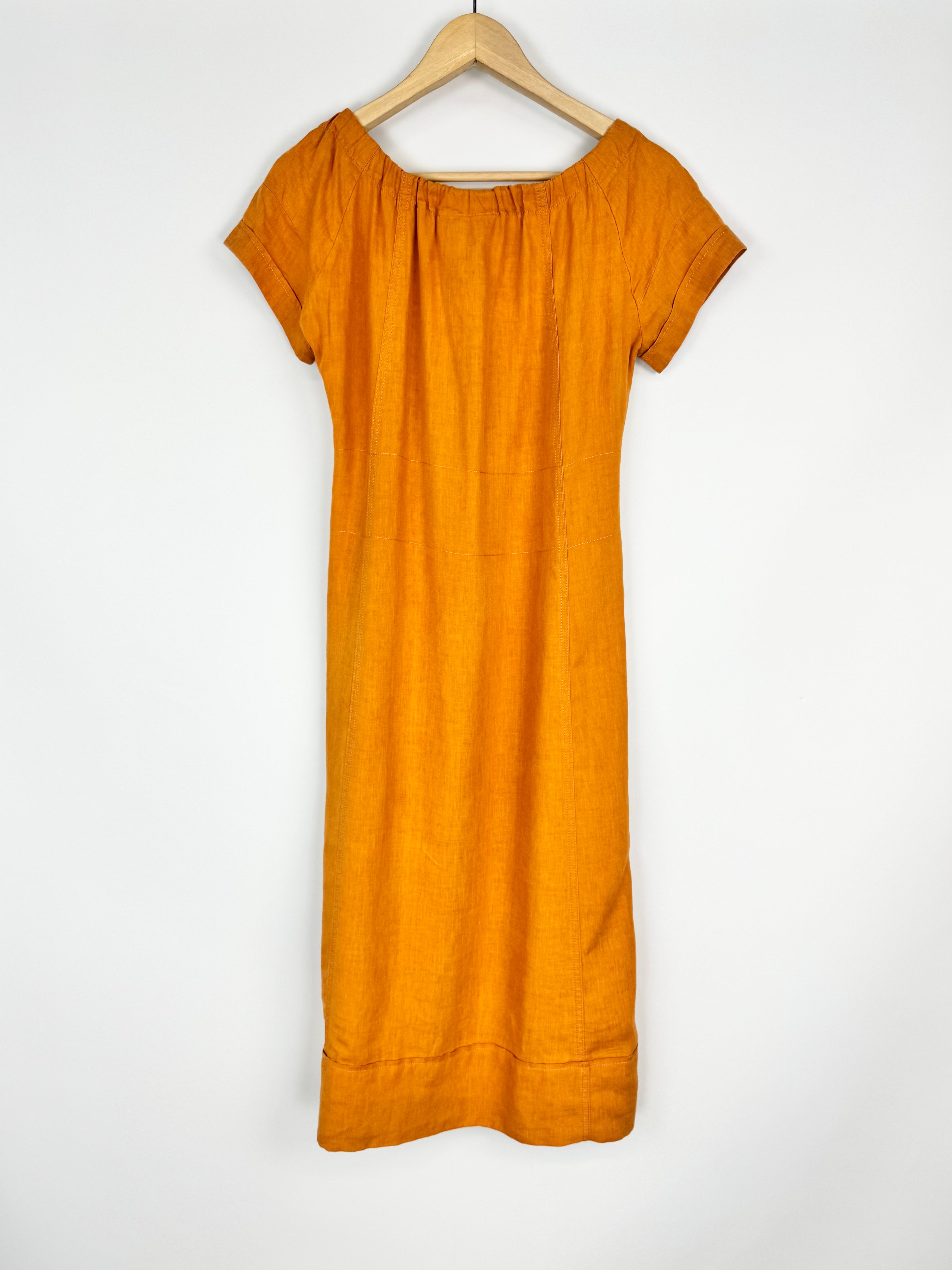 Weekend Max Mara Marigold Linen Peasant Style Midi Dress - AU8