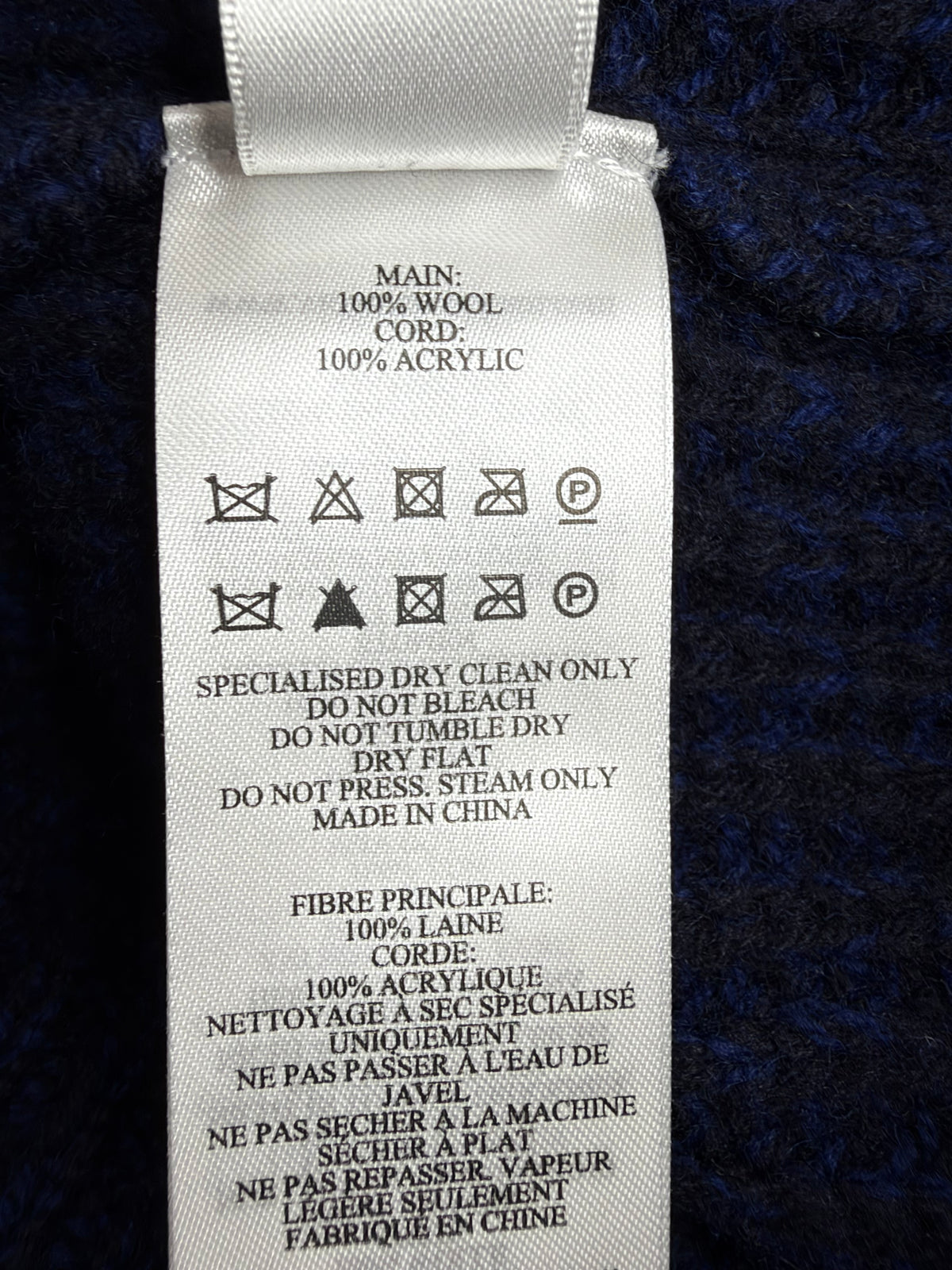 Victoria Beckham Autumn Winter 21 Blue Structured Lambswool Tie Crewneck NWT - AU8/10