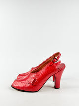 Vintage Philip Heath  'Claudette' Red Dot Sling Backs - EU40