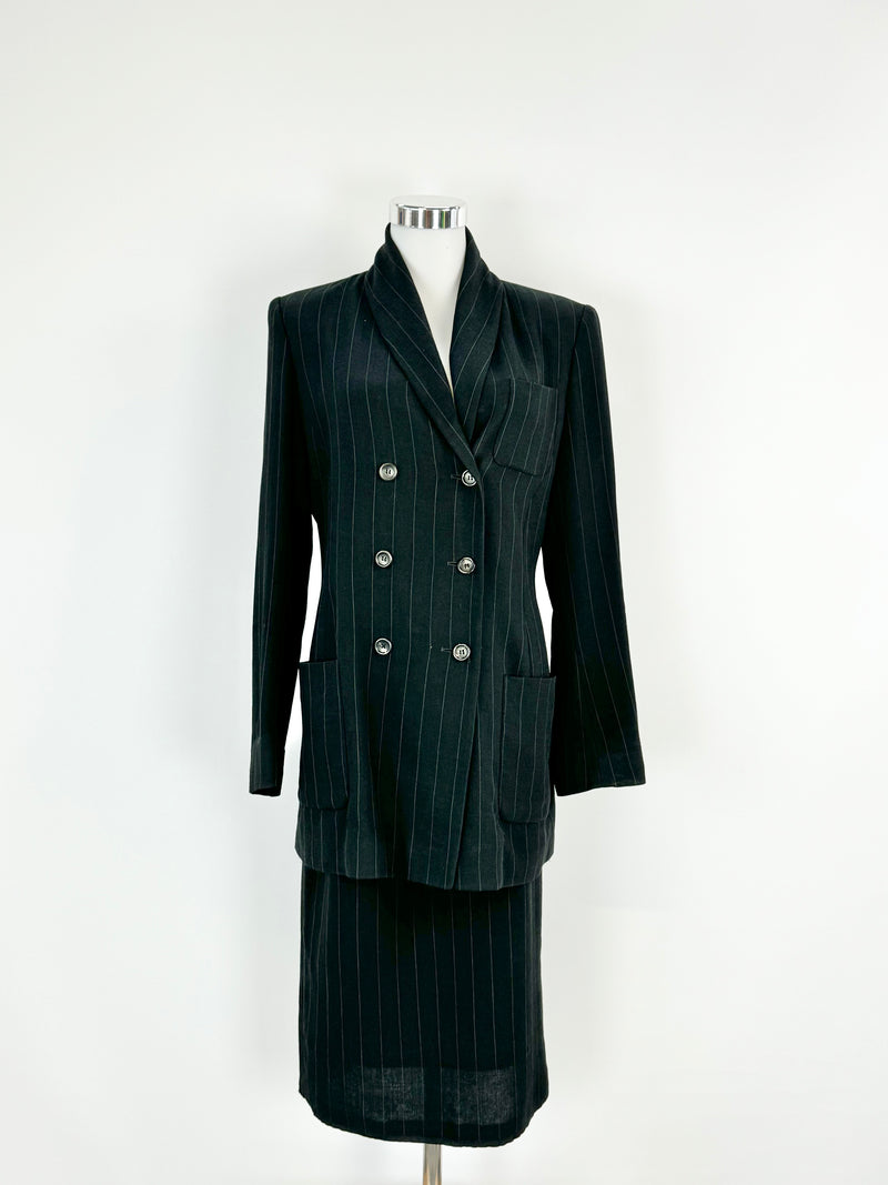 Vintage 80s Jil Sander Wool & Silk Blend Pinstripe 2 Piece Suit - AU10